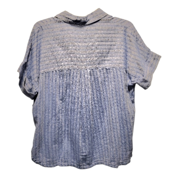Madewell Blue Boxy Short Sleeve 'Daily Shirt in Textural Stripe' - Size XS - Picture 4 of 8